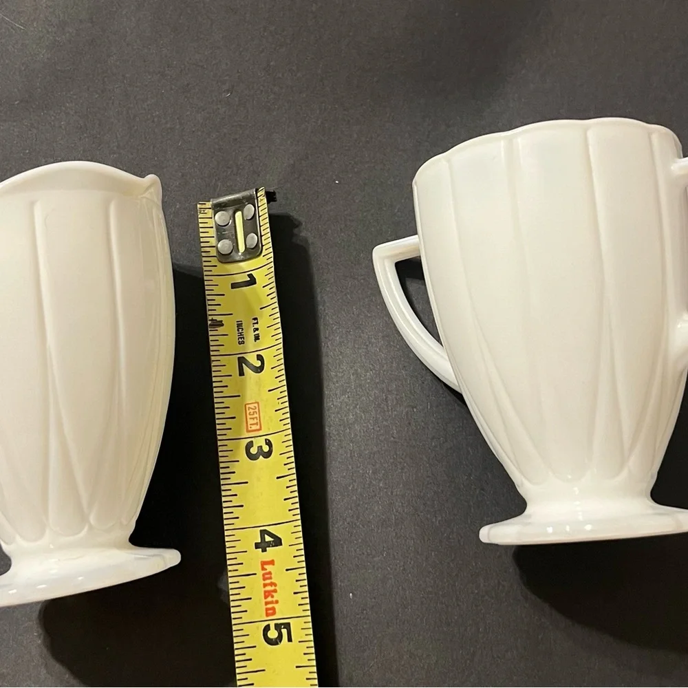 Hazel Atlas Depression Milk Glass Newport Hairpin Pattern Creamer & Sugar 1940’s